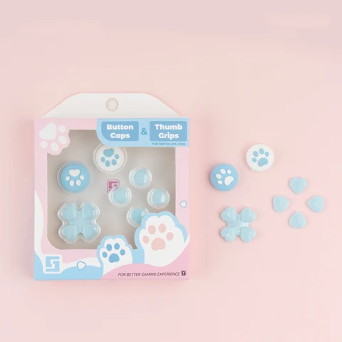 Cat Paw Thumb Grip Cap Joystick Button Stickers Key Skin Cover Shell NS Thumbstick Case For Nintendo Switch Accessories
