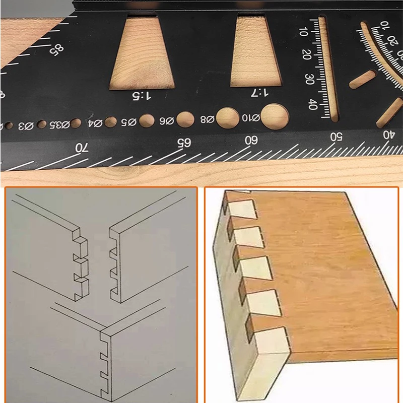 INTVN 3D Mitre Angle Mitre Woodworking Square Size Measure Ruler,45/90 Degree Angle T Ruler Plastic Multifunction Gauge Ruler