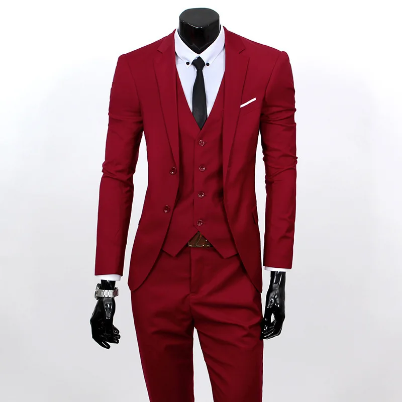 Suit Men Three-piece Set Slim Fit Korean-style Casual Suit Business Formal Wear Groom Marriage Formal Dress Best Man Suit