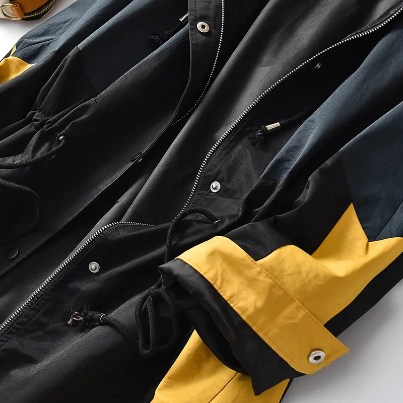Shuchan Long Coat Women Trench Windbreaker Hooded  Adjustable Waist Zipper Wide-waisted Safari Style 2019 Fall New Items