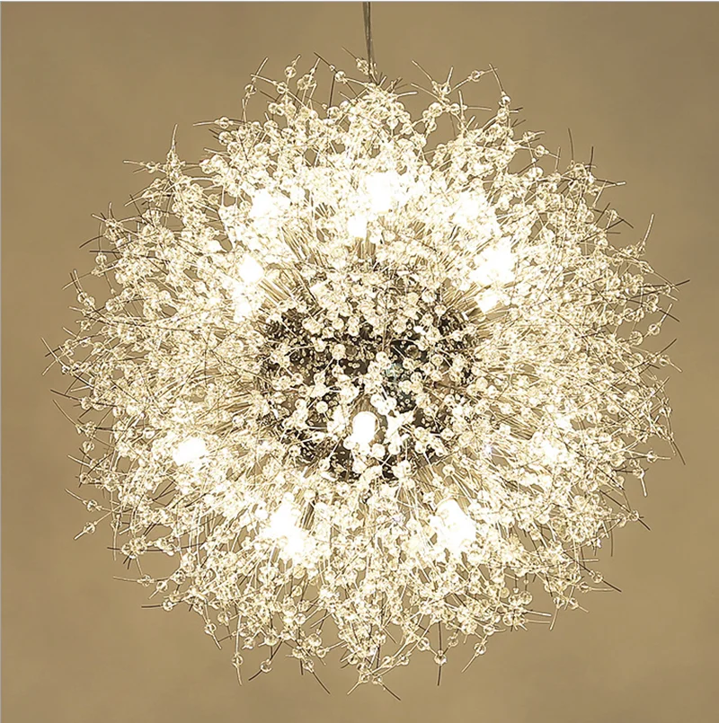 

Modern Dandelion Chandeliers Light for Living Room Kitchen Wrought Iron Ceiling Chandelier Acrylic Firework Pendant Hanging Lamp