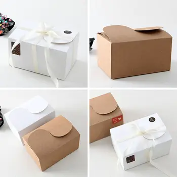 

Natural Kraft Paper Cake Box Party Gift Packing Box Biscuit Cookie Candy Packaging Boxes Birthday Gift Bag 30pcs/set