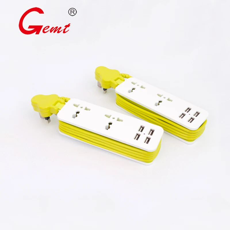 

Portable Power Strip UK Plug 2-position hole with 4 USB Port QC2.0 Interface Extension Socket Plug with EU UK AU Adapte