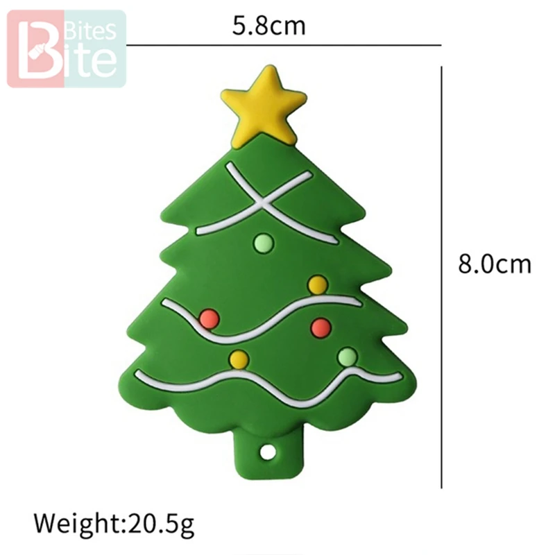 Christmas tree 1 шт., детский силиконовый прорезыватель, Санта Клаус, Рождественская елка, пищевое качество, силиконовый грызун, Детская Соска-подвеска, детские товары, игрушка - Цвет: Christmas tree
