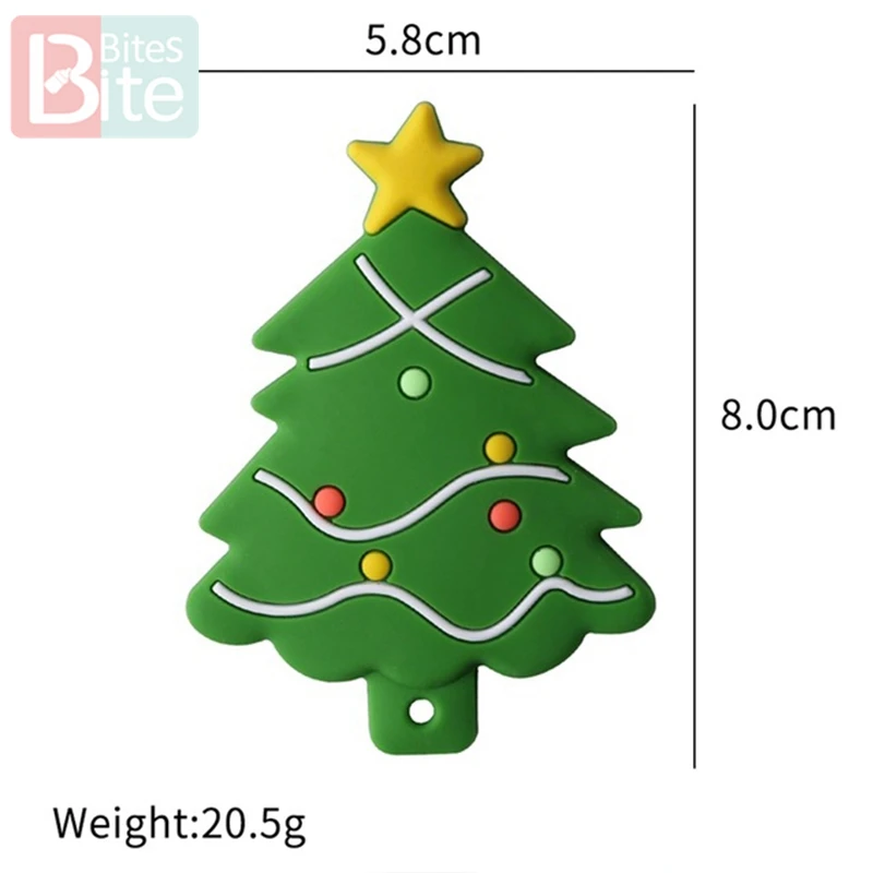 1 шт., детский силиконовый прорезыватель, Санта Клаус, Рождественская елка, пищевое качество, силиконовый грызун, Детская Соска-подвеска, детские товары, игрушка - Цвет: Christmas tree