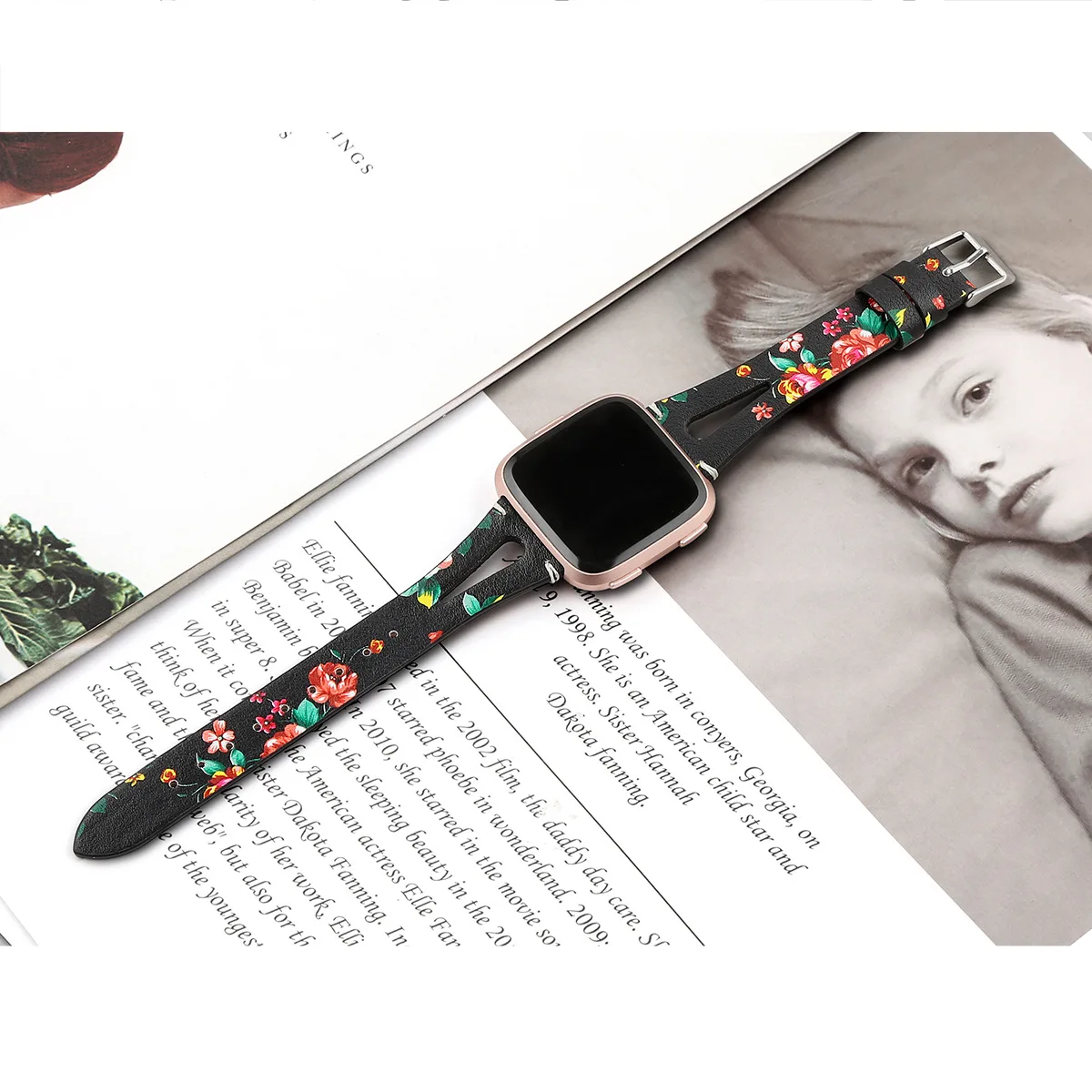 Colorful Flower Pattern Leather Band For Fitbit Versa Band Wristband Strap Bracelet Fit Bit Replacement Watch Straps Watchband