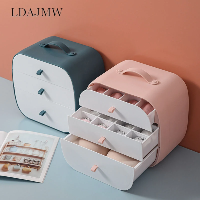 

New Combined Socks, Underwear, Underwear Storage Box Three-in-one Compartment Classification Drawer Storage Box Closet Organizer