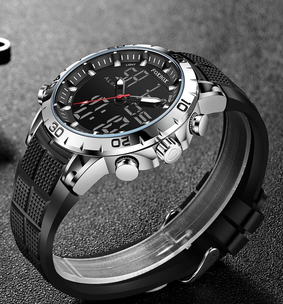 Sports Watch For Men  Dual Display 50M Waterproof Quartz Watches Chronograph Digital Alarm Clock Military WristWatch_voghion.com