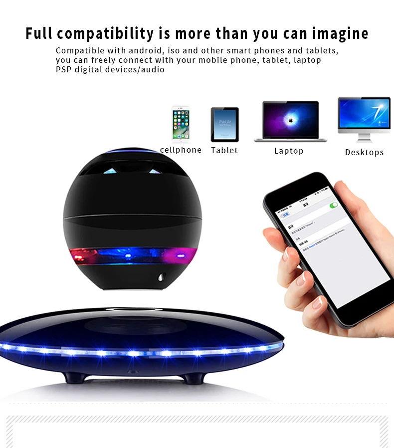 Коммерческий подарок беспроводной bluetooth магнитная левитация bluetooth динамик 4,0 сабвуфер мобильный телефон PC Универсальный