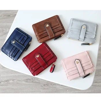 

Simple Women Purse PU Leather Zipper Coin Pouch Short Wallet Casual Card Holder Billfold HSJ88