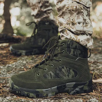 

Tactical Military Combat Boots Men Suede Leather Army Hunting Trekking Camping Mountaineering Spring Autumn Work Shoes 38-46