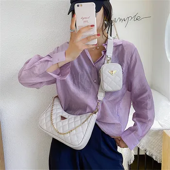 

woman's bag Brand Original Design 2020 New Fashion Single Shoulder Messenger Bag Joker Embroidered Line Square Bag