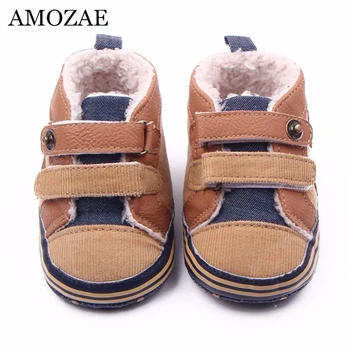 

2020 New Arrival Fashion Warm Autumn Winter Canvas Stitching PU Baby Cotton Boots Baby First Walker Toddler Shoes for Baby Boys