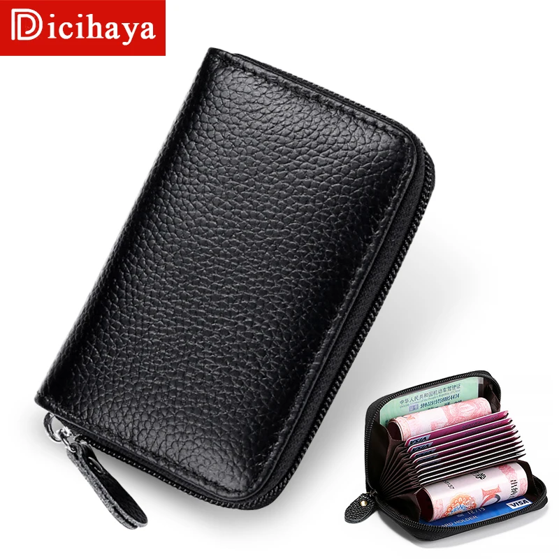 Genuine Leather Men & Women Mini Short Wallet Cow Coin Purse Solid Card Holder Accordion Slots Double Zipper Pocket | Багаж и сумки
