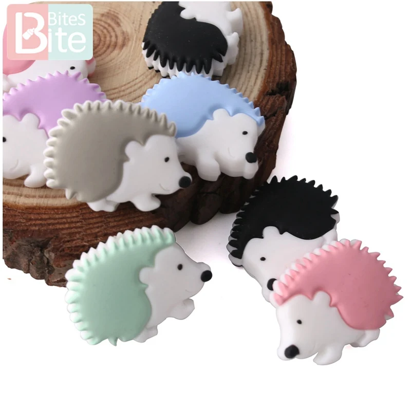 

Bite Bites 5pc Baby Silicone Teether Rodents Mini Hedgehog Teether Silicone Teething Beads Nursing Gifts For Children Products