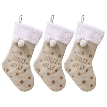 

3 Pcs Christmas Stocking for Xmas Classic Decoration Fireplace Hanging Ornaments Holiday Decor