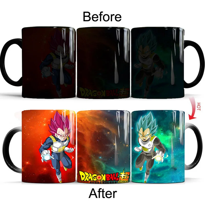 Новинка 350 мл Dragon Ball Z Super Saiyan черные, красные, синие волосы Гоку меняющие цвет кружки кофе чай молоко Волшебная чашка творческие подарки