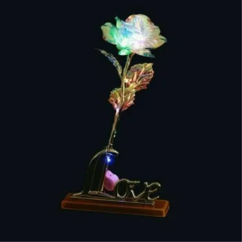 

Creative Gilt Rose With Line Lights Roses Eternal Crystal Gold Valentine's Day Gift The Best Choice Christmas Gift
