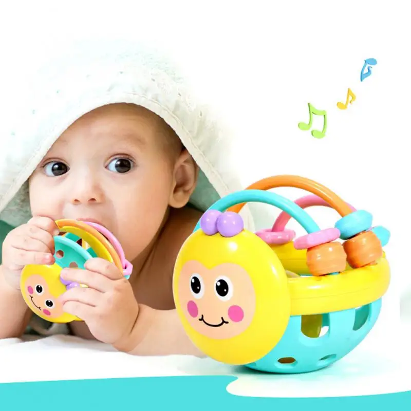 1 pc macio de borracha do bebê dos desenhos animados abelha mão batendo chocalho cedo brinquedo educativo para criança mão sino brinquedos do bebê 0-12 mês
