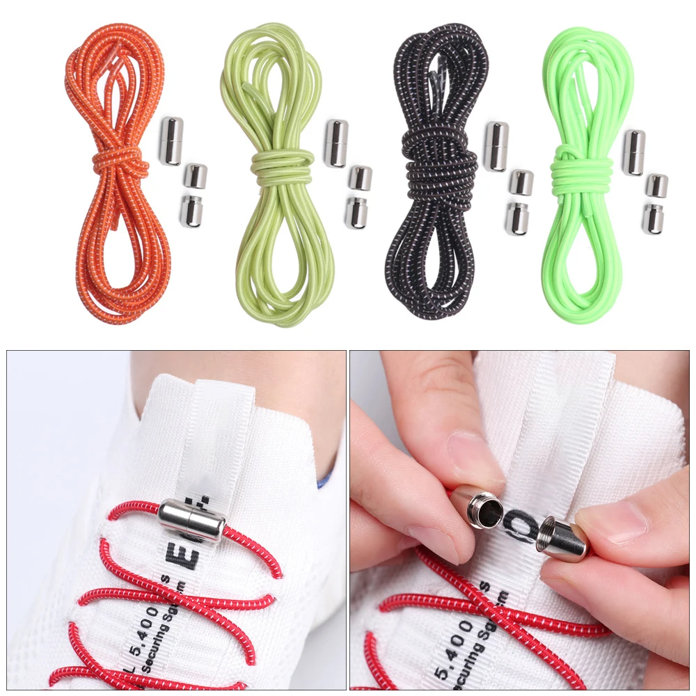 

Unisex Fashion Round Shoelaces Elastic No Tie Shoe Laces Kids Adult Quick Lazy Laces Sneakers Shoelace 100CM Drop Shipping
