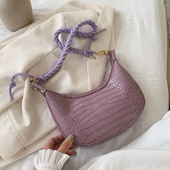 

Fashion Crocodile Pattern Crossbody Bags For Women 2020 Summer Braided Rope Solid Color Wild Female Messenger Shoulder Handbags