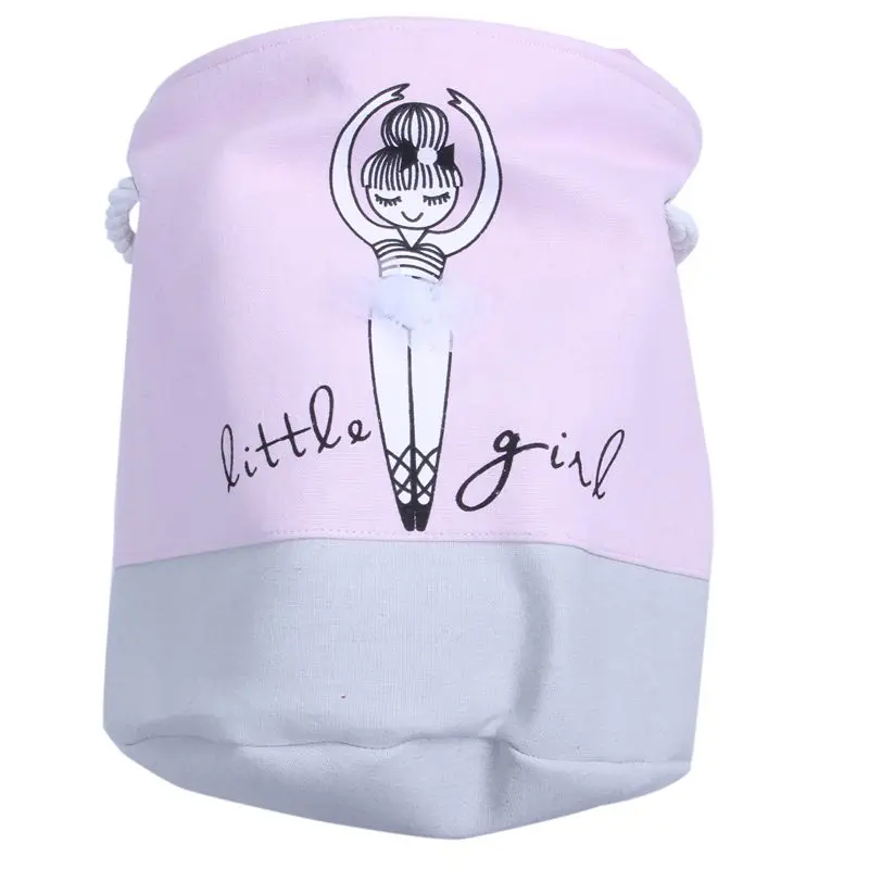 35*40cm Pink Laundry Basket for Dirty Clothes Cotton Ballet Girl Bow Print Toys Organizer Home Storage& Organization