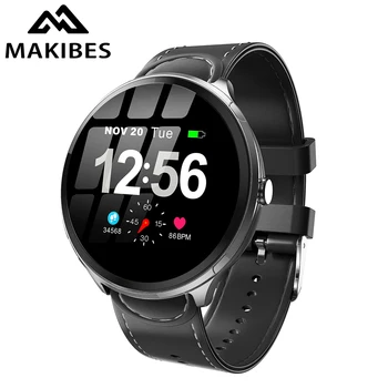 

Makibes T4 Plus Men'S Full Touch Tempered Glass Screen Smart Watch Waterproof Blood Pressure Monitor Steel Lite Mesh Metal strap