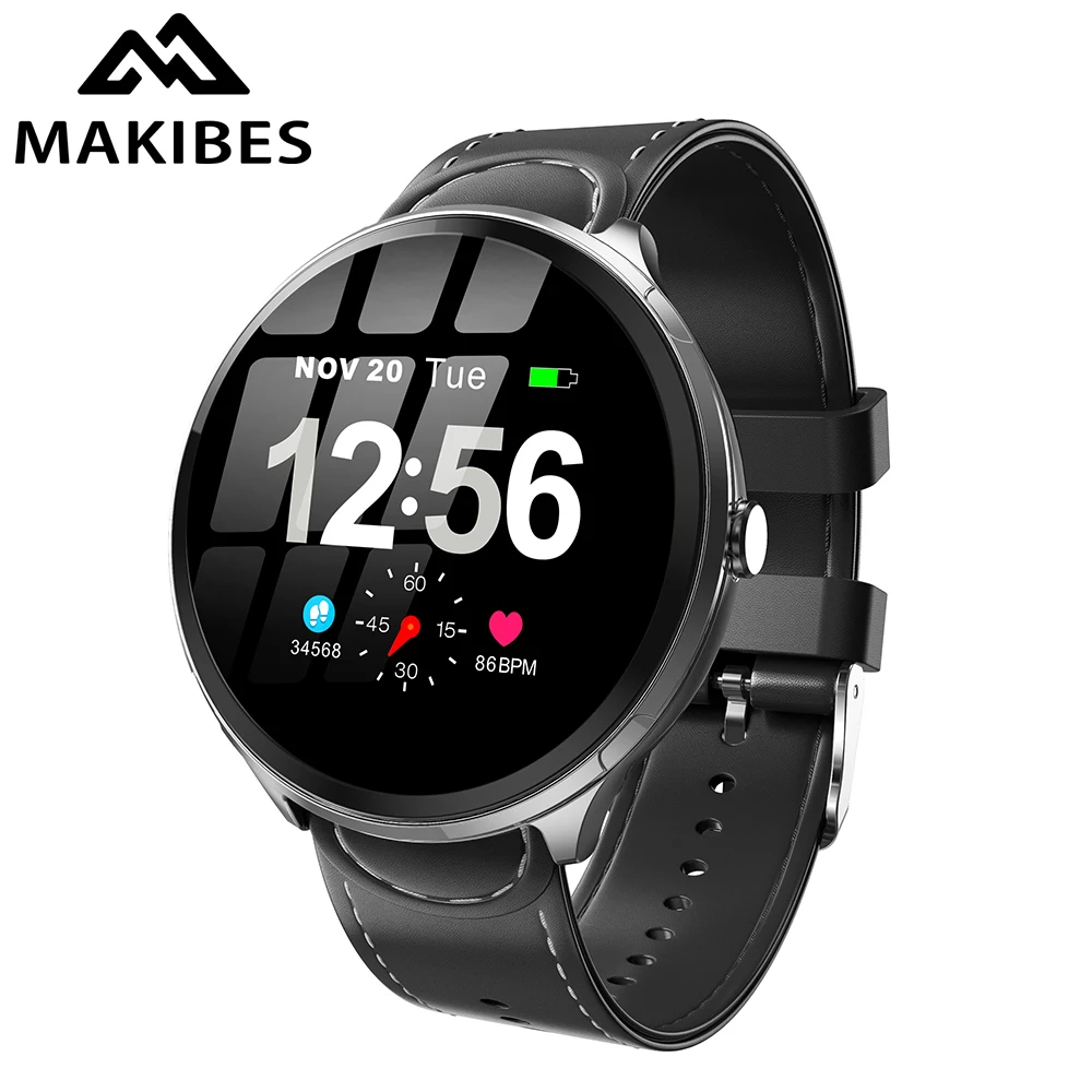 Мужские умные часы Makibes T4 Plus полностью сенсорный экран из закаленного стекла