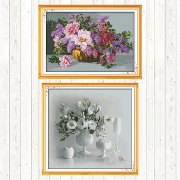 

White Vase DMC Cotton Thread Printed Canvas DIY Needlework Crafts 14CT 11CT Counted Stamped Handmade Cross Stitch Embroidery Kit