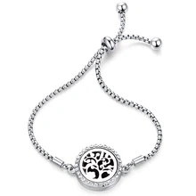 Циркон фруктовое дерево парфюм браслет из нержавеющей стали очарование Древо жизни ароматерапия эфирное масло диффузор медальон модные браслеты