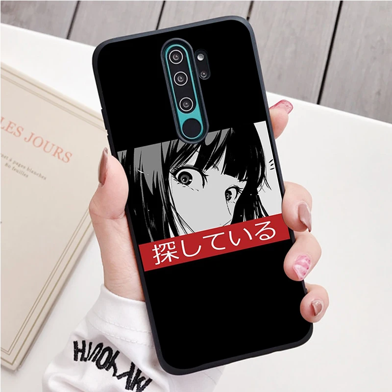 Anime black Silicone Phone Case For Redmi note 8 7 Pro S 8T for redmi 9 7A Cover xiaomi leather case hard