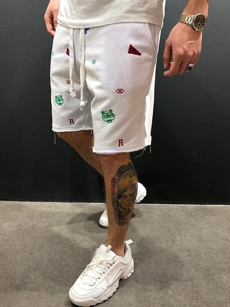New High Street Summer Tide Brand Embroidered Hip-Hop Beggar Cotton Men's Loose Five-Point Pants Sports Casual Jogging Shorts New High Street Summer Tide Brand Embroidered Hip-Hop Beggar Cotton Men's Loose Five-Point Pants Sports Casual Jogging Shorts