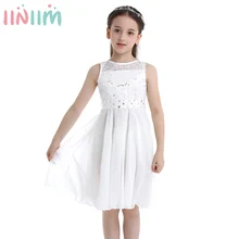 Iiniim/кружевные шифоновые Детские платья для девочек; платье-пачка с цветочным рисунком; торжественное свадебное платье принцессы; Vestidos; вечерние детская одежда