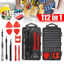Juego de destornilladores de precisión 112 en 1, Kit de herramientas de reparación DIY, fijación de iPhone, portátil, MacBook, gafas, destornillador pequeño con funda