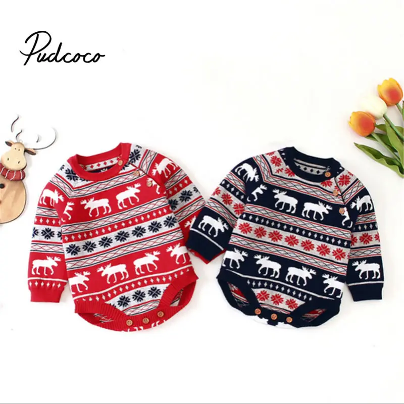 Baby Autumn Winter Clothing Newborn Infant Baby Girls Boys Christmas Bodysuit Coat Jumpsuit Long Sleeve Playsuit Clothes