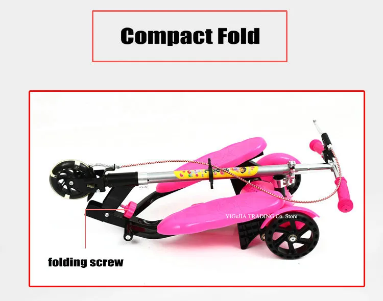 New Arrival Portable Kids Pedal Scooter With Seat Can Sit And Ride Foldable 3-Wheeled Stepper Scooter For 4-12 Years Old Kids