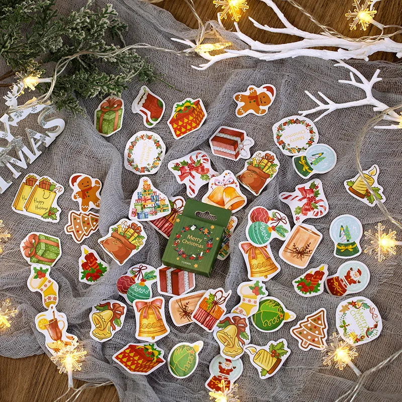 

50pcs/box Christmas Trees Stickers Kawaii Deer Stickers Adhesive Cute Wall Decor Sticker Scrapbooking Diary Album Cute Papeterie
