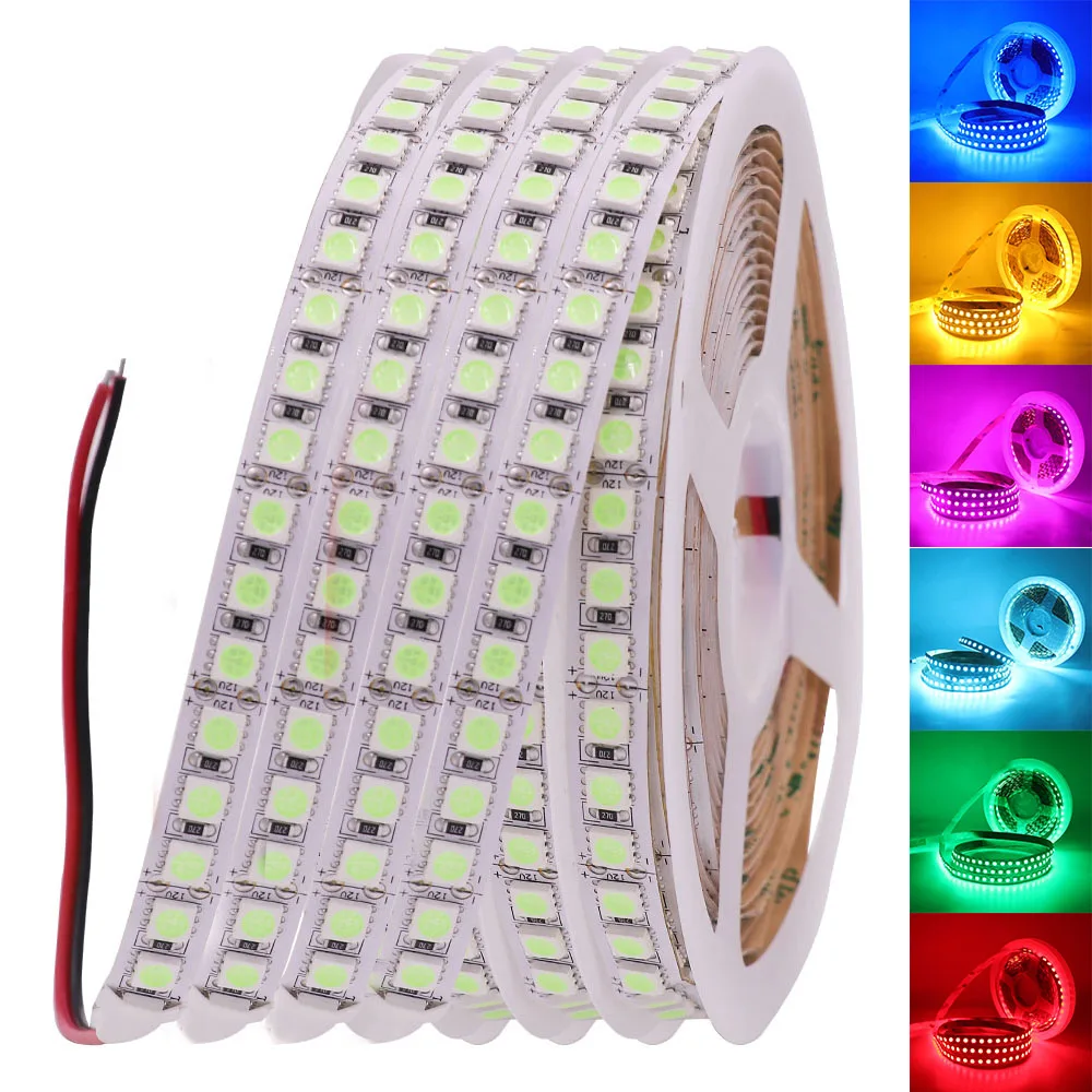 5050 5054 2835 DC 12V LED Strip 120 240LEDs/M High Bright White Red Blue Pink Yellow RGB Flexible Ribbon Tape Light Lamp 5m | Освещение