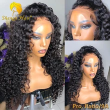 Поддельные головы 13x6 парик фронта шнурка кудрявые бразильские волосы remy кружевные передние человеческие волосы парики предварительно выщипанные с волосами младенца Shengji волосы парик