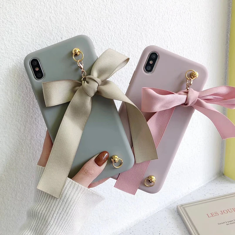 Мягкий силиконовый чехол с бантом для телефона iphone 6 7 8 Plus X XS XR MAX 11 Pro 12 MiNi samsung Galaxy S8