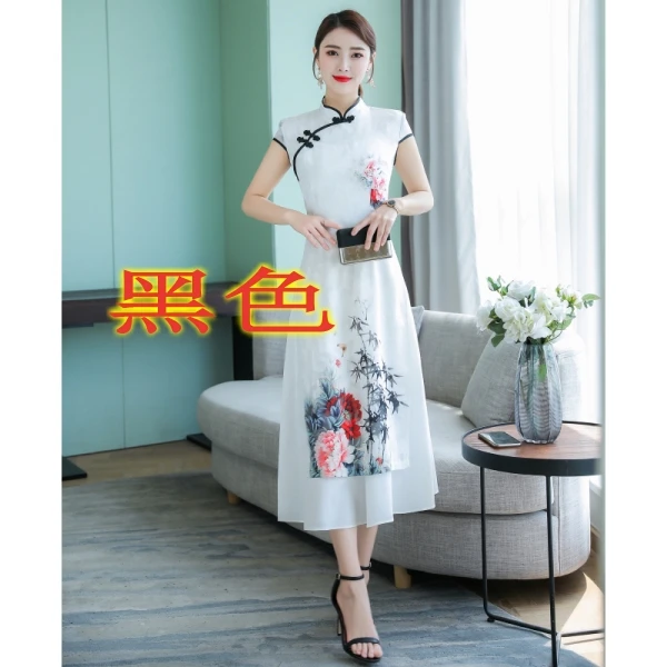 Элегантное вьетнамское традиционное платье, Ципао, длинное платье чонсам, хлопковое льняное платье, китайское платье aodai - Цвет: color8