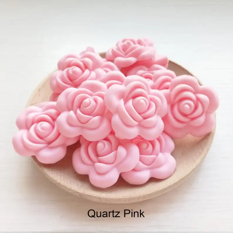 40 мм Силиконовые Бусины розы цветок BPA бесплатные Детские Прорезыватели для зубов детские трофеи для Прорезыватели для зубов 10 шт
