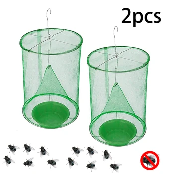 

2pcs/4pcs Outdoor Pest Reusable Hanging Fly Catcher Hanging Fly Traps Portable Flies Cage Eco-friendly Safety Flytrap Cage Net