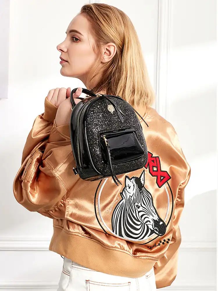 black glitter mini backpack