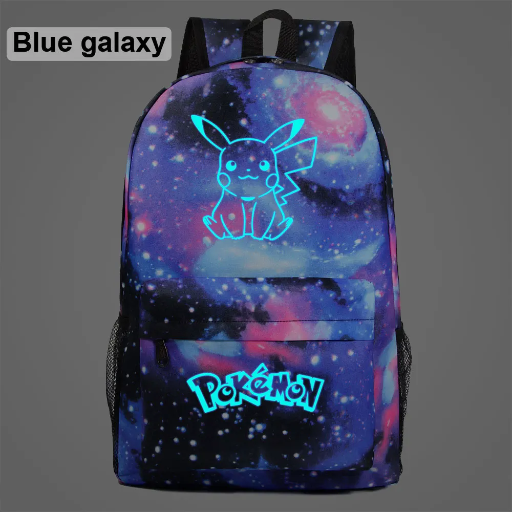 

2019 Luminous Cartoon Anime Pokemon Pikachu Galaxy Plaid Children School bag Teenagers Student Schoolbags Women Men Backpack