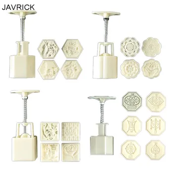

50g Mooncake Barrel Mold with 4/6 Flower Stamp Hand Press Moon Cake Pastry Mould