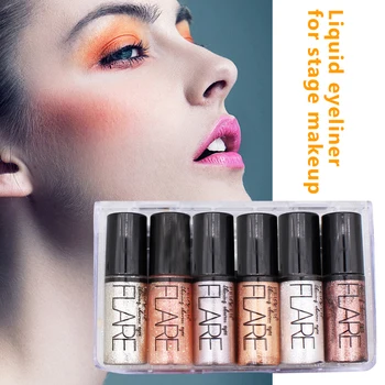 

6pcs Shiny Eyes Eyeshadow Stage Rhinetsone Glitter Liquid Eyeliner Makeup Eyeshadow Cosmetics Set 2