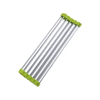 

Stainless steel Collapsible Over The Sink Dish Drying Rack 48cm Vegetables Cup Folded Drainer Pots Mat Kitchen Storage Organizer
