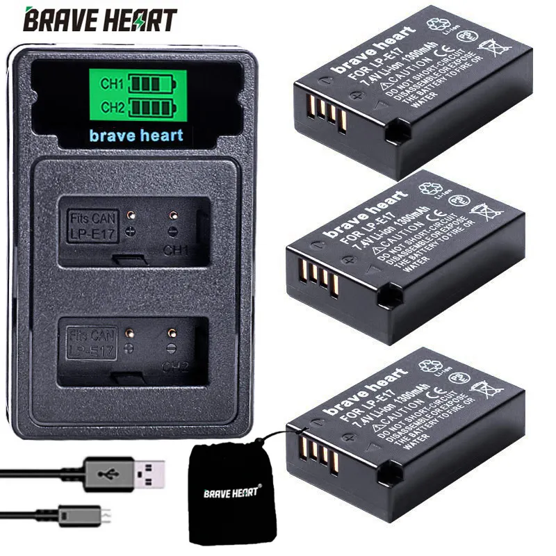 LPE17 LP E17 LP E17 Battery+LCD USB Dual Charger for Canon EOS 200D M3