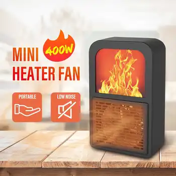 

Mini Fan Heater 3D Fireplace 400W Portable Electric Heater Winter Warmer Heating Fan Office Room Air Heater New Arrival 2020